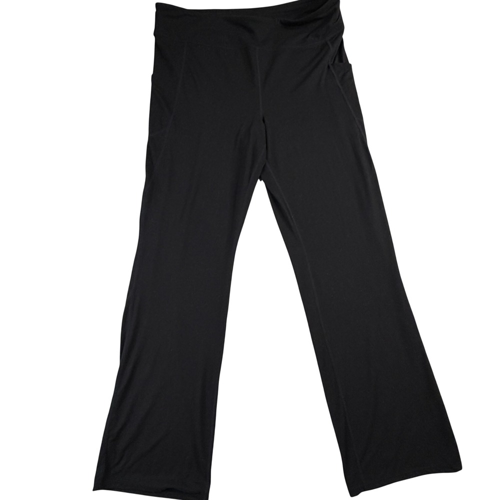 Pure Jill Fit Womens Black‎ Straight Leg Yoga Pants Side Pockets Size L